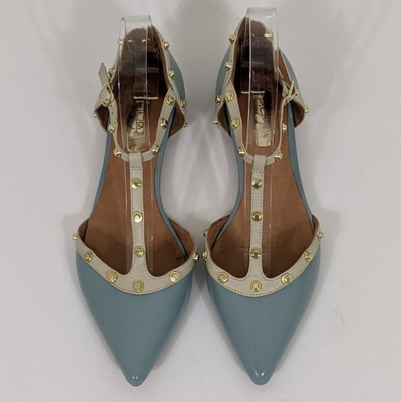 Halogen Olson Blue Patent Leather Studded Flats - Picture 3 of 10